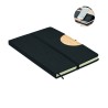 Libreta A5 de RPET con soporte para móvil Blama