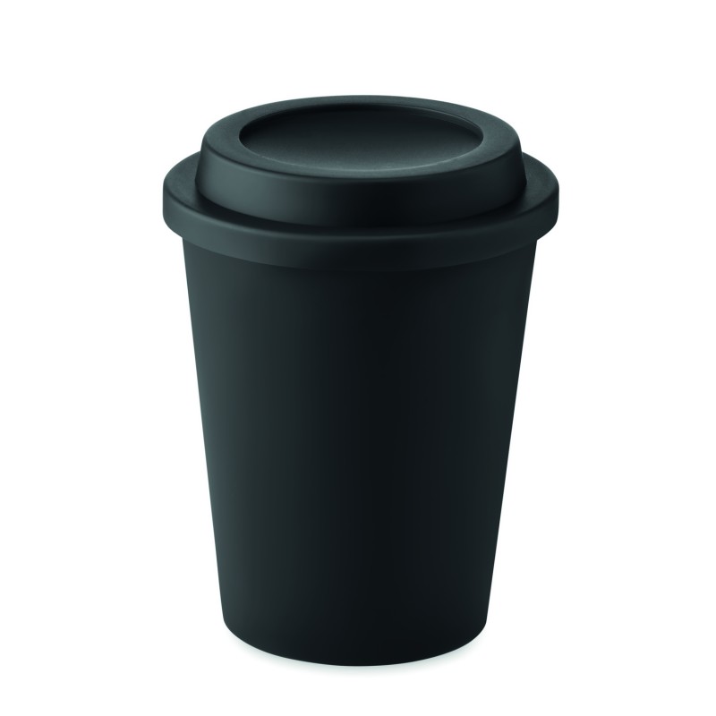 Vaso de doble pared de PP con tapa Sora 300 ml