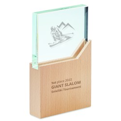 Trofeo de cristal con base de madera Zeal
