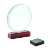 Trofeo redondo de cristal con base de madera Keen