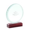 Trofeo redondo de cristal con base de madera Keen