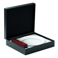 Trofeo redondo de cristal con base de madera Keen