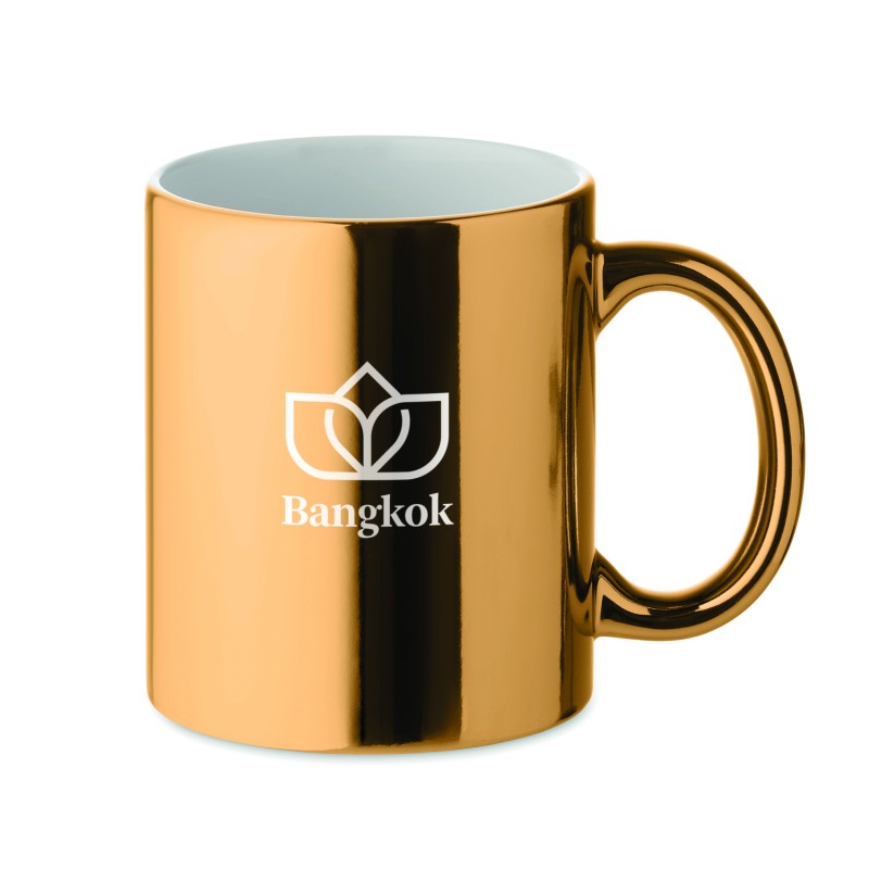 Taza de cerámica con acabado metálico Holly 300 ml