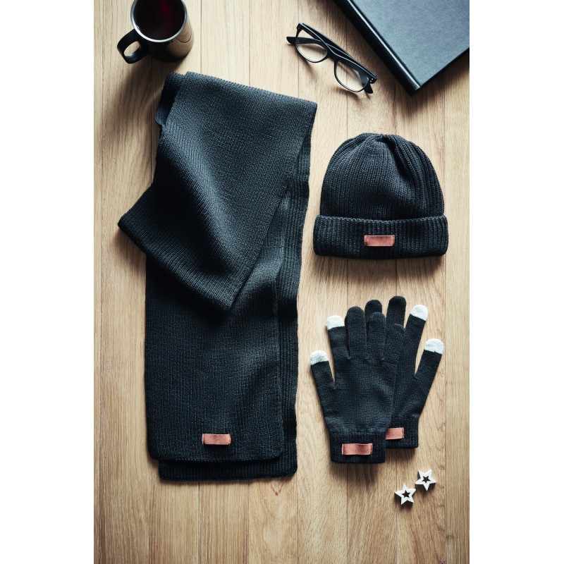 Set de invierno de RPET con gorro, bufanda y guantes Denali