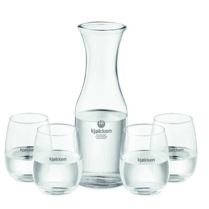 Set de jarra y 4 vasos de vidrio reciclado Piccadilly