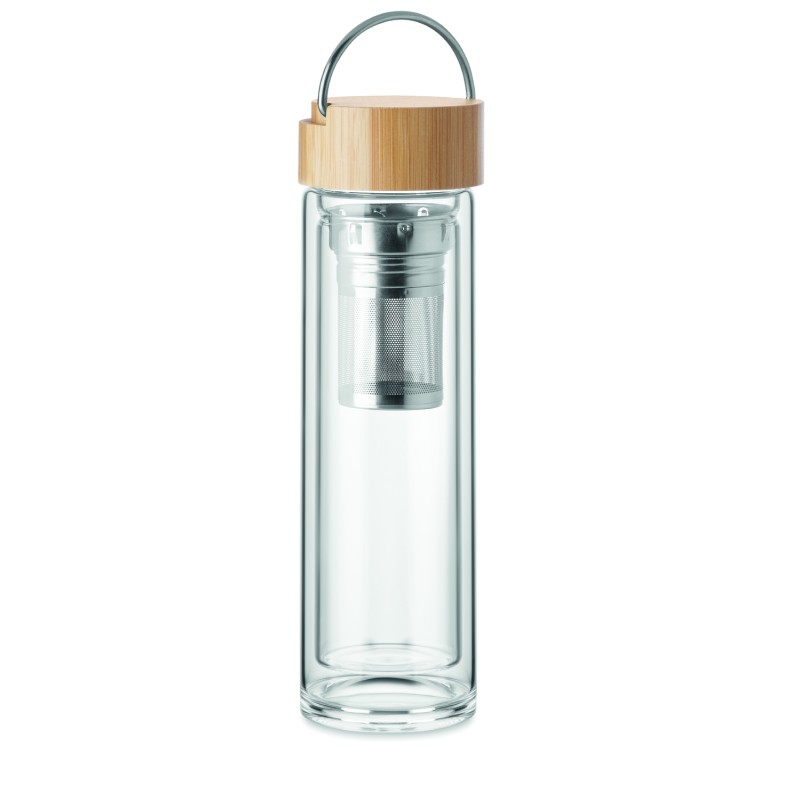 Botella de vidrio de doble pared con infusor Batami 400 ml