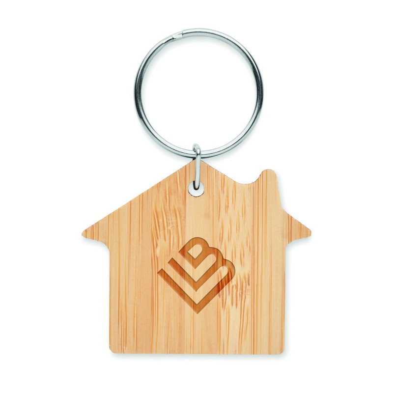 Llavero de bambú con forma de casa Houseboo