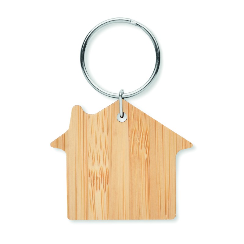Llavero de bambú con forma de casa Houseboo