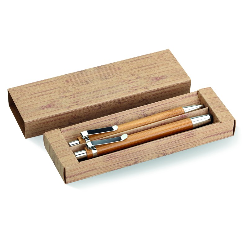 Set de bolígrafo y portaminas de bambú Bambooset