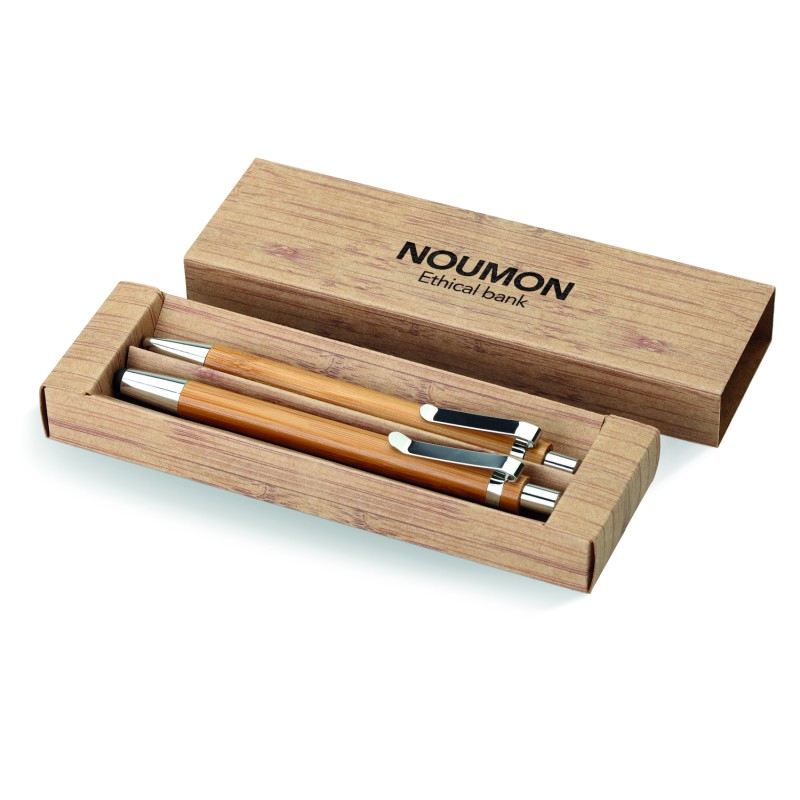 Set de bolígrafo y portaminas de bambú Bambooset