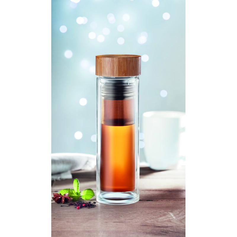 Botella de cristal con infusor Batumi Glass 400 ml