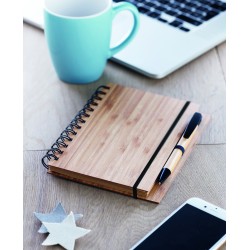 Libreta de bambú con bolígrafo Bambloc
