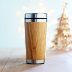 Vaso de doble pared con tapa de bambú Rodeodrive+ 400 ml