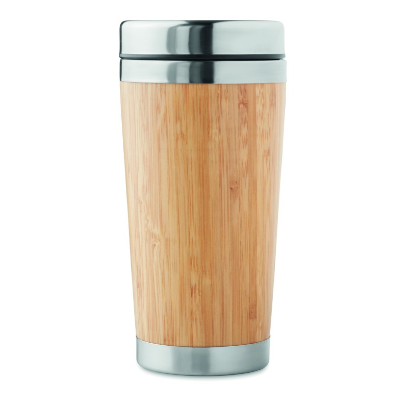 Vaso de doble pared con tapa de bambú Rodeodrive+ 400 ml