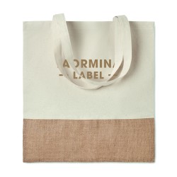 Bolsa de algodón con base de yute India Tote