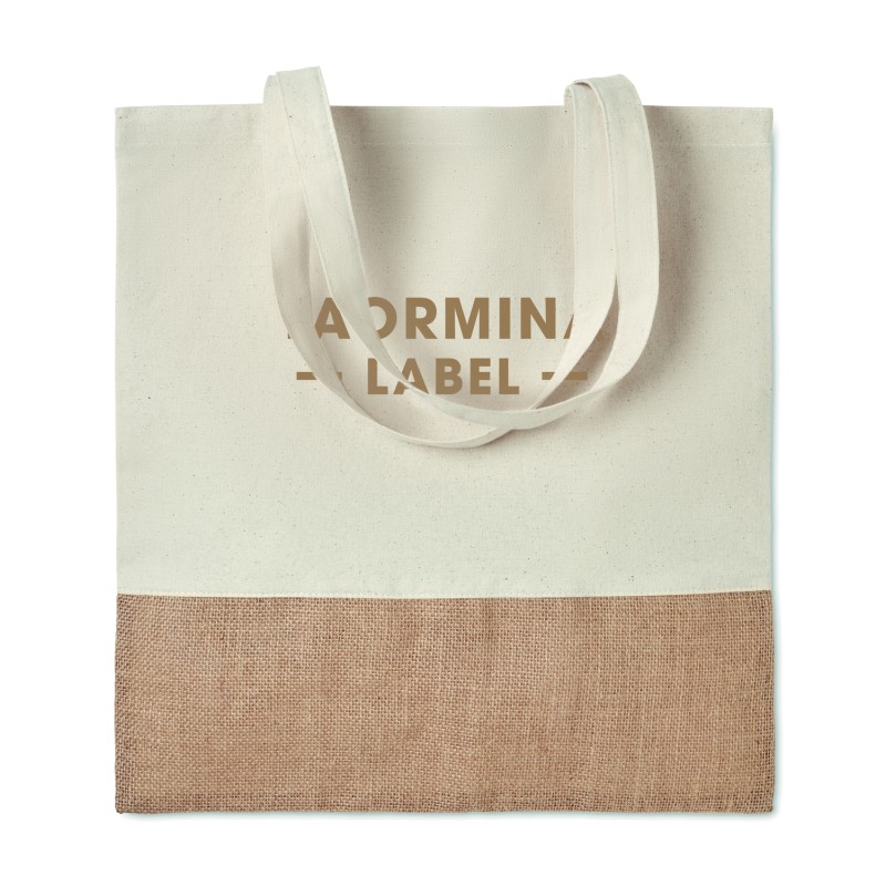 Bolsa de algodón con base de yute India Tote