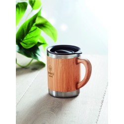 Vaso de acero inoxidable con funda de bambú Mokka 300 ml
