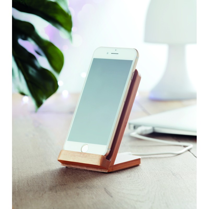 Cargador inalámbrico con soporte de bambú Wirestand