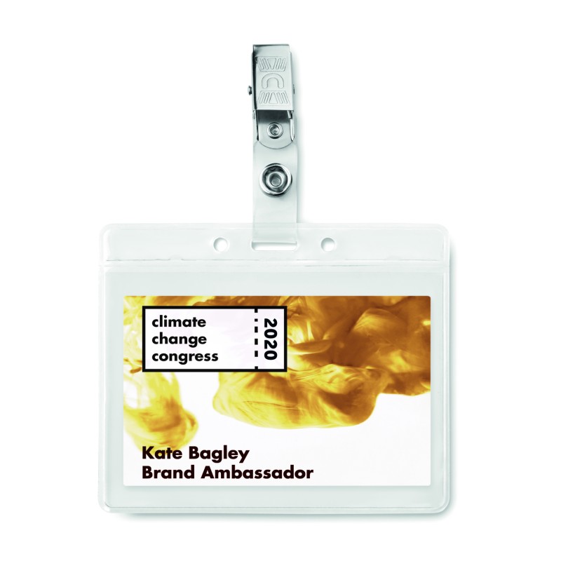 Identificador de PVC con clip Clipbadge