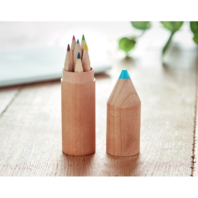 Estuche de madera con 6 lápices de colores Petit Coloret
