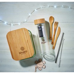 Fiambrera de vidrio con tapa de bambú Tundra Lunchbox 800 ml
