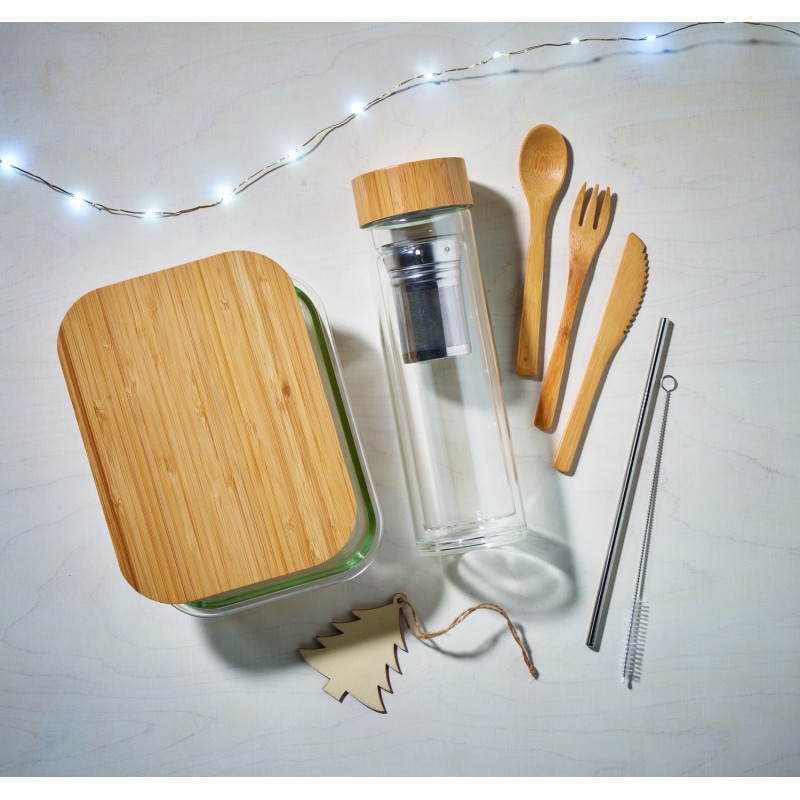 Fiambrera de vidrio con tapa de bambú Tundra Lunchbox 800 ml