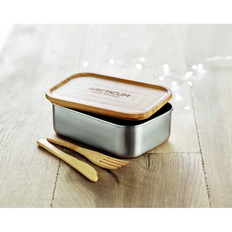 Fiambrera de acero inoxidable con cubiertos Savanna 600 ml