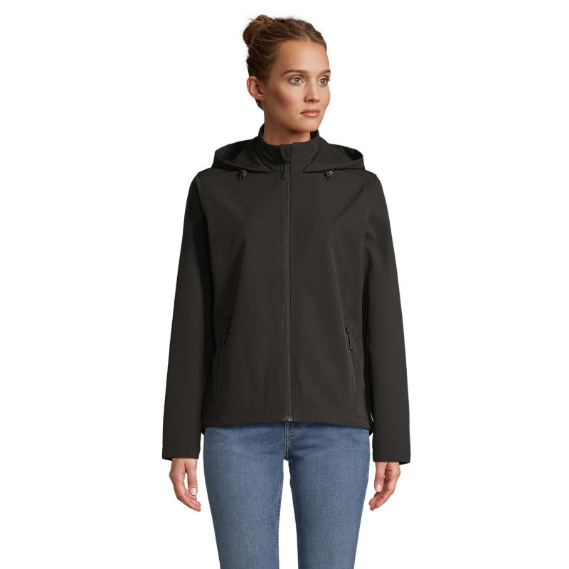 Chaqueta softshell con capucha de mujer Race Hooded