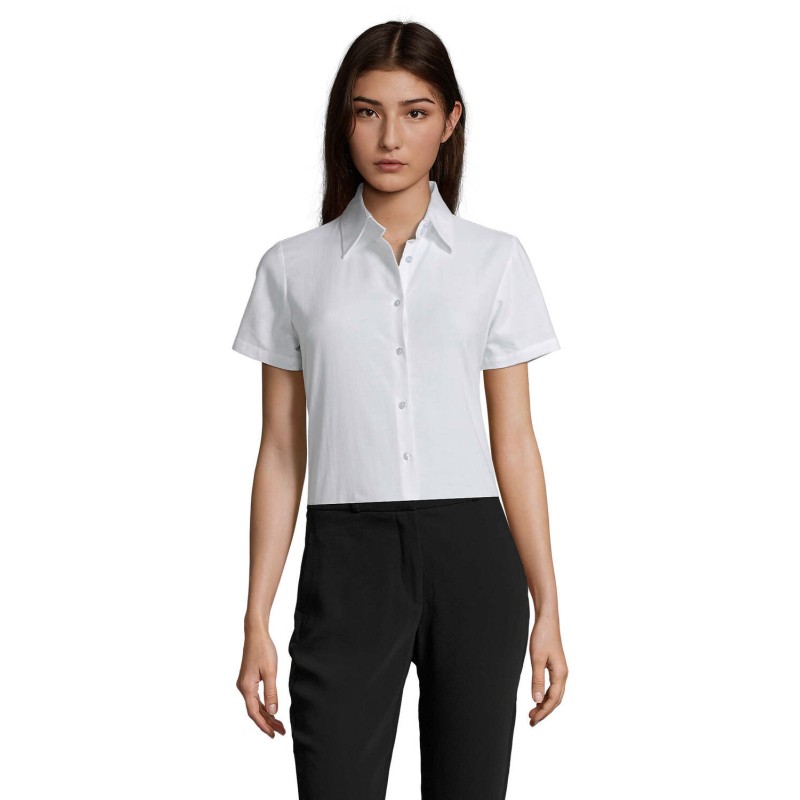 Camisa Oxford de manga corta de mujer Elite