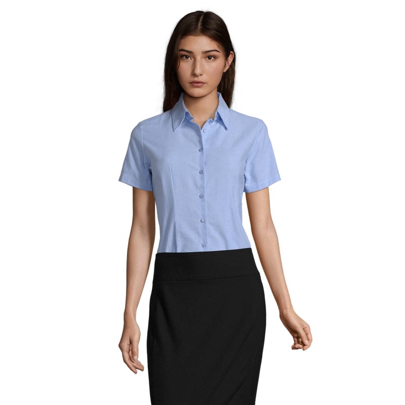 Camisa Oxford de manga corta de mujer Elite