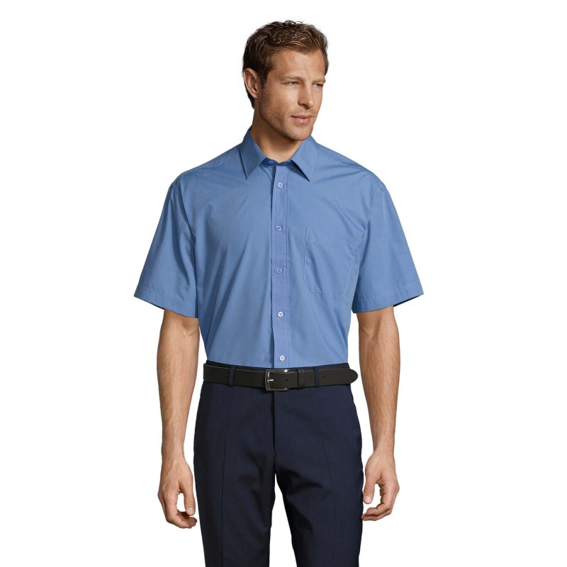 Camisa de popelina de manga corta de hombre Bristol