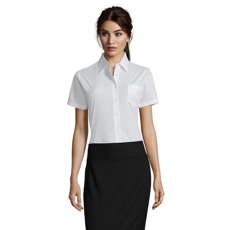 Camisa de popelina de manga corta de mujer Escape