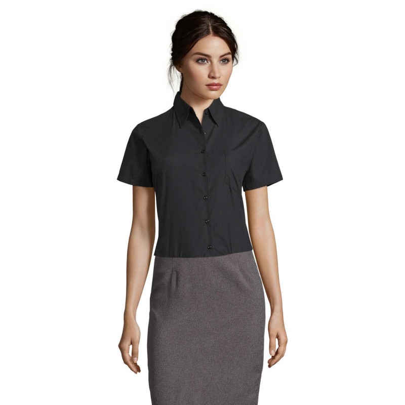 Camisa de popelina de manga corta de mujer Escape