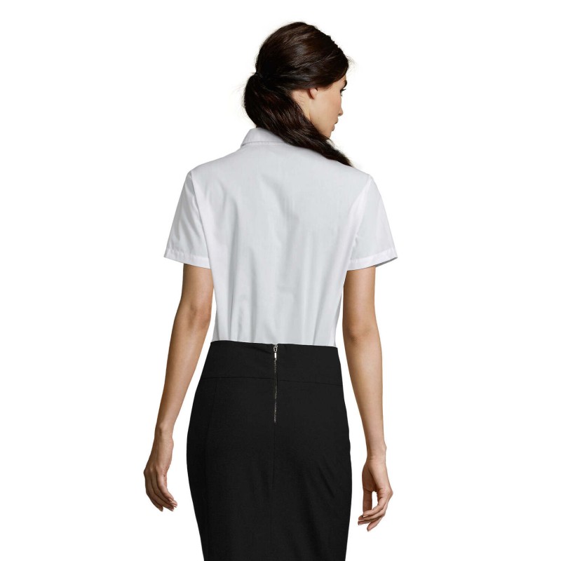 Camisa de popelina de manga corta de mujer Escape
