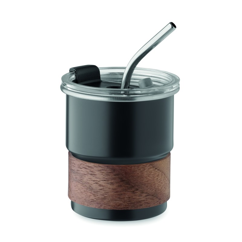 Vaso de acero inoxidable con funda de madera Mate 260 ml