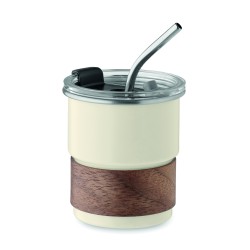 Vaso de acero inoxidable con funda de madera Mate 260 ml