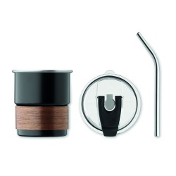 Vaso de acero inoxidable con funda de madera Mate 260 ml