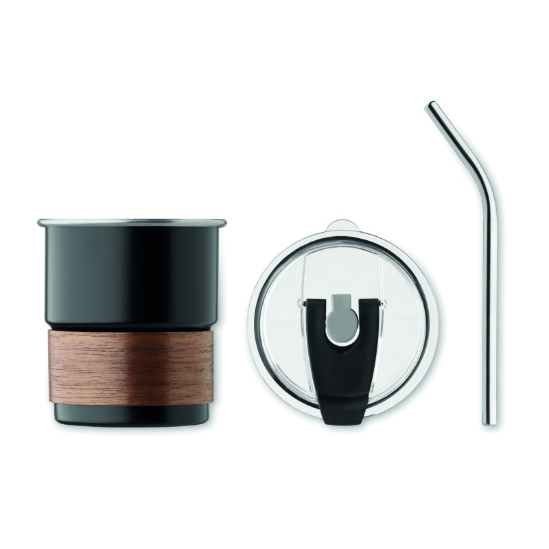 Vaso de acero inoxidable con funda de madera Mate 260 ml