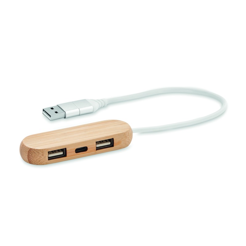 Hub USB-C de 3 puertos de bambú Vina C