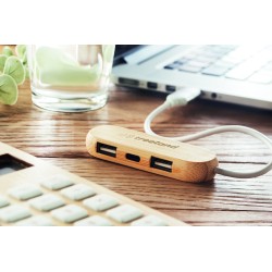 Hub USB-C de 3 puertos de bambú Vina C