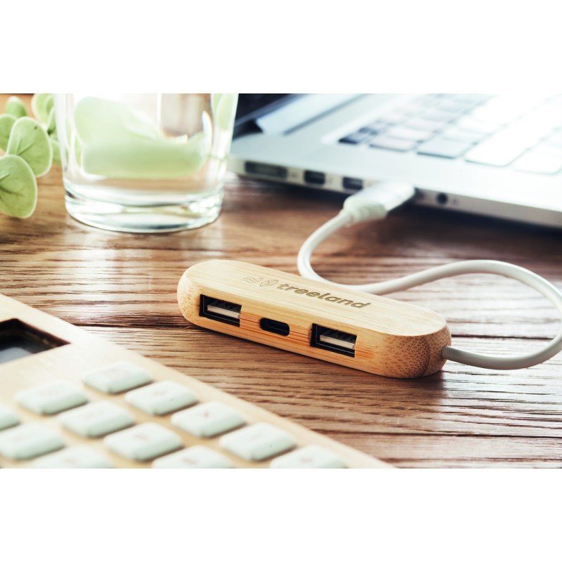 Hub USB-C de 3 puertos de bambú Vina C