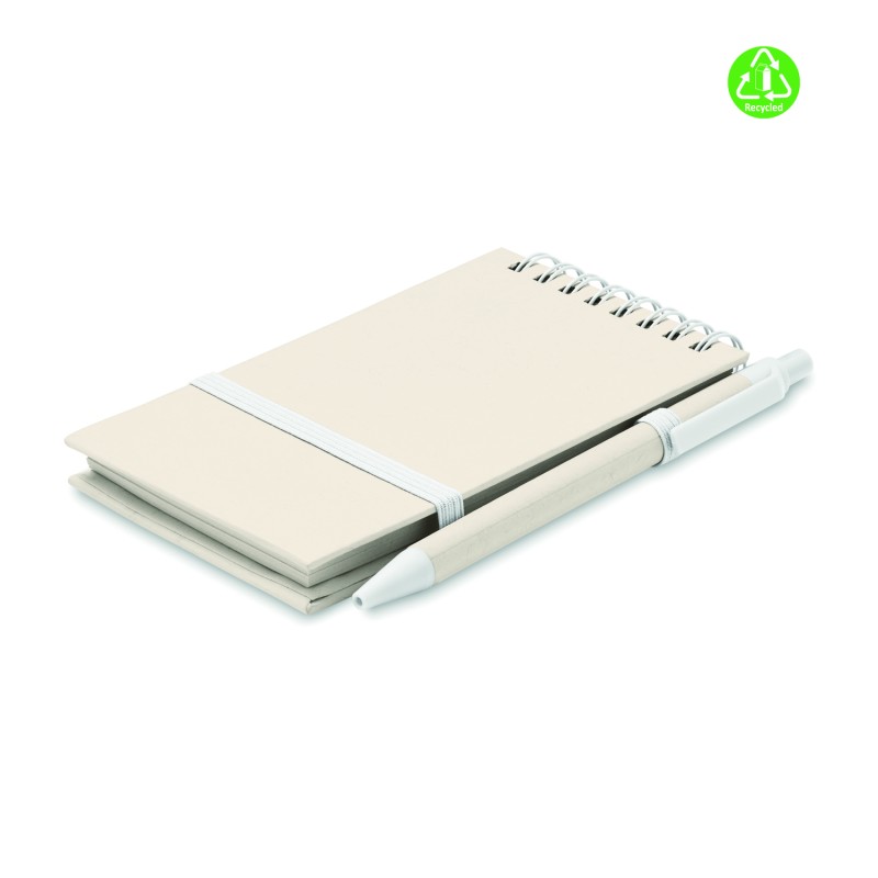 Libreta A6 de cartón reciclado con bolígrafo Mito Set