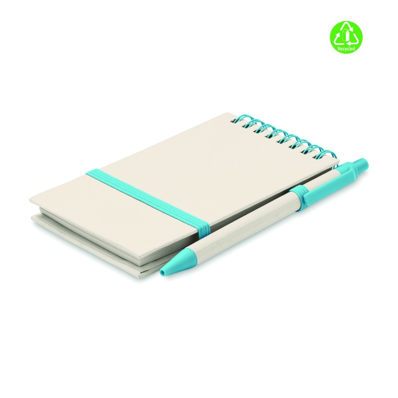 Libreta A6 de cartón reciclado con bolígrafo Mito Set