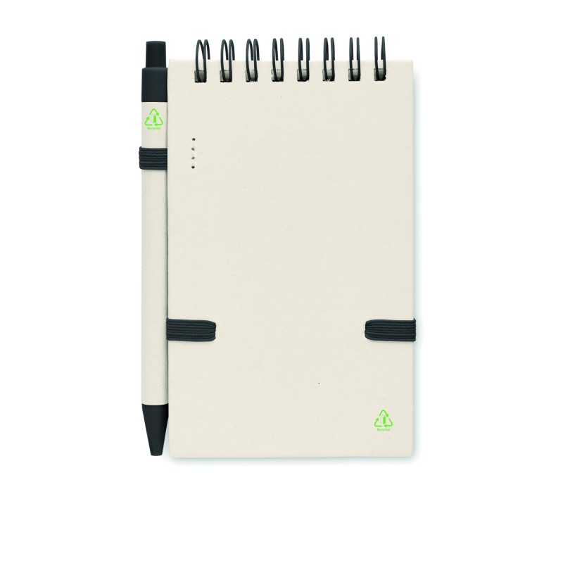 Libreta A6 de cartón reciclado con bolígrafo Mito Set