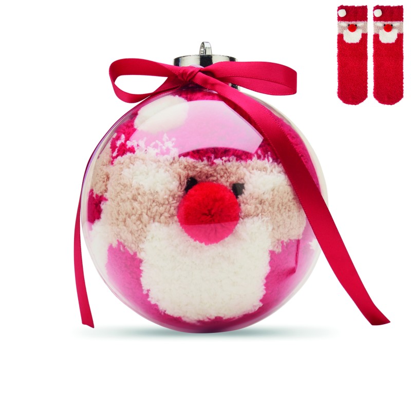 Calcetines de Papá Noel en bola navideña Snug L