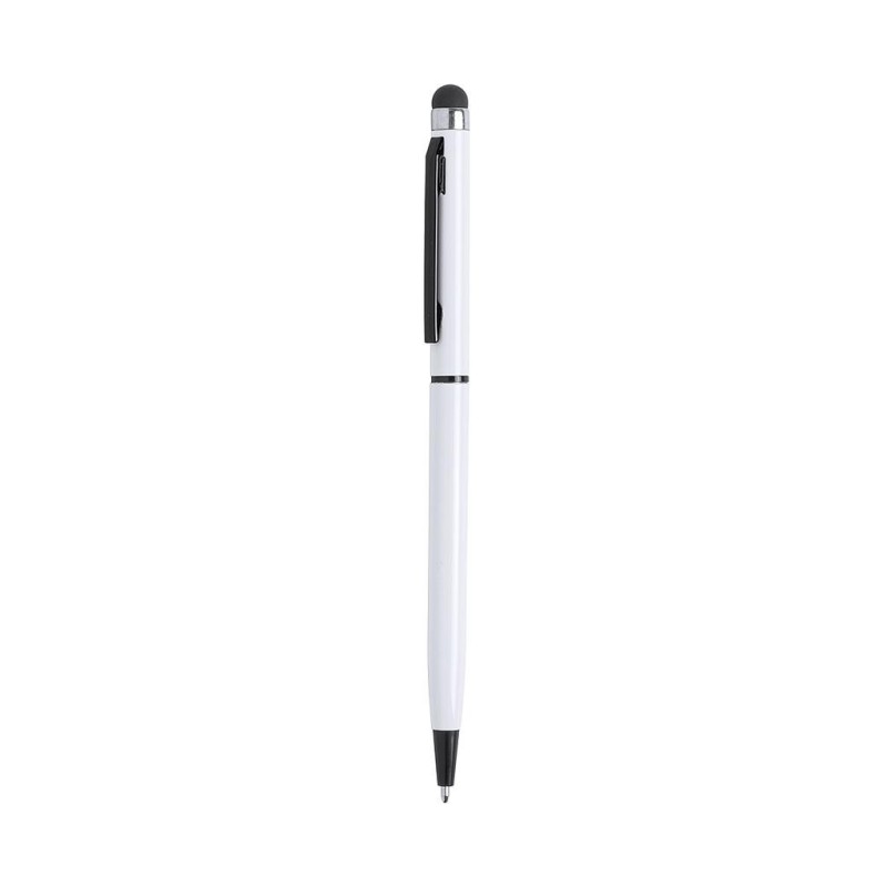 Boligrafo blanco con puntero de color