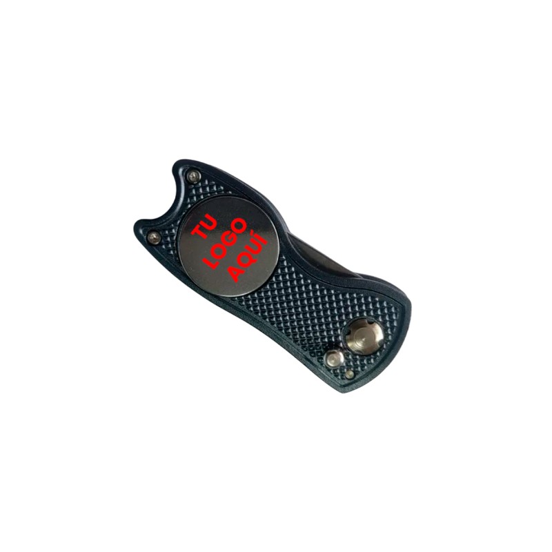 Arreglapiques de Golf premium, metálico, resistente y con diseño ergonómico. Personalizable con gota de resina a todo color
