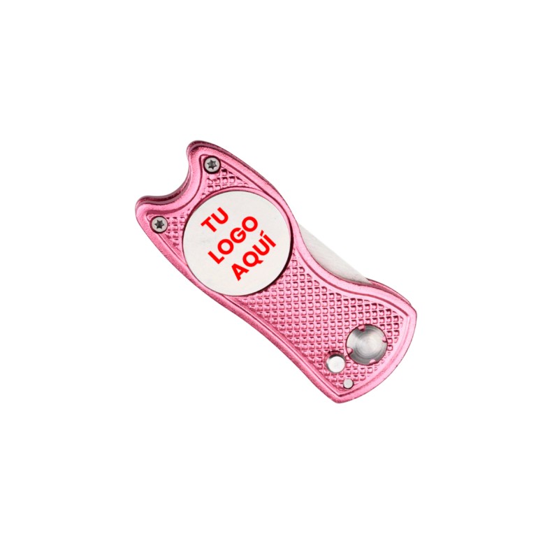 Arreglapiques de Golf premium, metálico, resistente y con diseño ergonómico. Personalizable con gota de resina a todo color